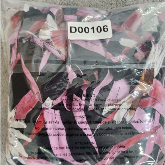 Who What Wear Dress Womens M Pink Black Floral Cold Shoulder High Low Hem Midi - Picture 12 of 12